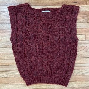 Vintage Burgundy Cable Knit Sweater-vest